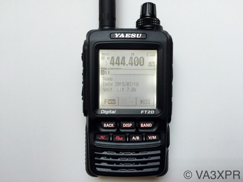 Yaesu FT2DR digital dual-band portable radio showing the large touch screen display.